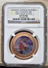 Canada - 2011 Holiday Lenticular Series 50C Gift from Santa SP70 RD Coin