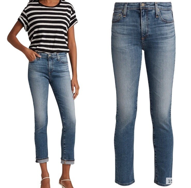 Adriano Goldschmied AG Women's 26R Mari Jeans High-Rise Slim Straight Leg Blue
