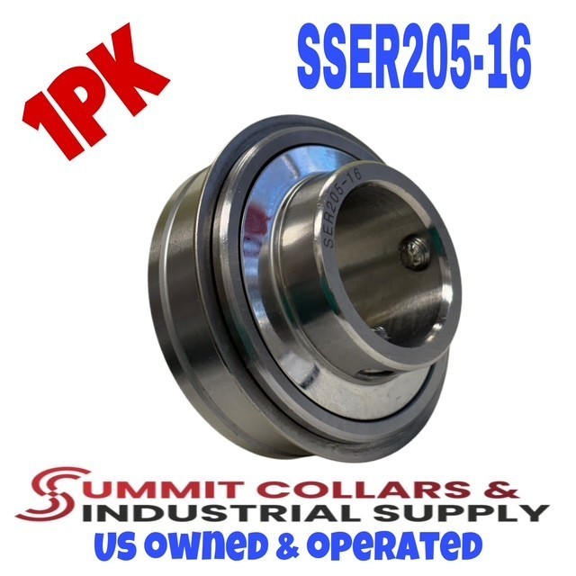 Premium SSER205-16 Insert Bearing 1" Bore Re-lube | Stainless Steel SER205-16