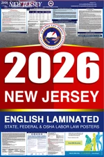 2026 New Jersey NJ LABOR LAW POSTER (Federal & State) English Laminated