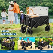 Heavy Duty Folding Garden Camping Trolley with All-Terrain Big Wheels Wagon Cart