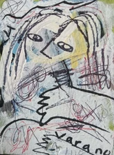  Original Ooak Aceo ATC Art Card Abstract Expressionism Mini Painting 