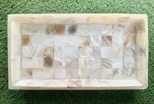 Bed Bath Beyond Towel Tray Iridescent Bathroom Capiz Shell Catch-All Jewelry 9x5