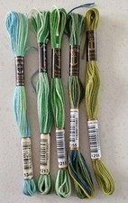 Anchor Lamé x5 Mixed Greens/Blue colours Embriodery Thread