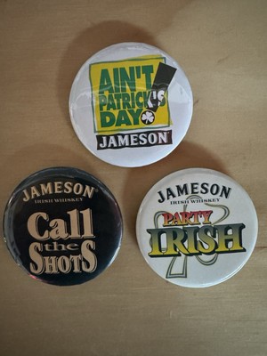 NOS Vintage Lot Of 3 Jameson Irish Whiskey Buttons Pins St Patrick s Day