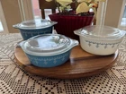 Vtg Pyrex Snowflake Garland Casserole Dishes Lids  471 472 473 Sold Separately
