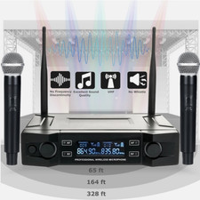 Professional 2 Channel UHF Wireless Dual Microphone Cordless Handheld Mic System