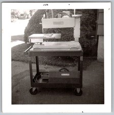 Vtg Bw Snapshot Industrial Workshop Machinery Tool Equipment Rolling Cart 1960s