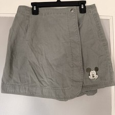 VINTAGE DISNEY Mickey Mouse Grey Khaki Skort 9 90s Shorts Skirt