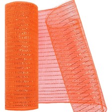 Orange Deco Poly Mesh Ribbon 10 Inch x 30 Feet Metallic Foil Wreath Bow