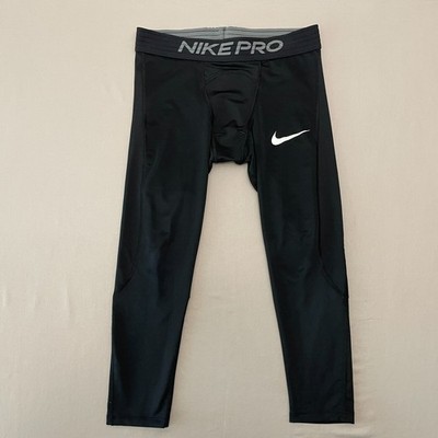 Nike Pro Men's Medium 3/4 Black Spandex Tight Fit Compression Tights Pants Gym