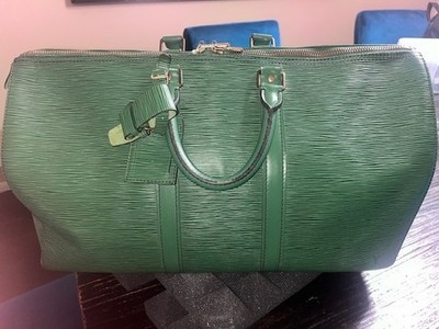Louis Vuitton Keepall Boston Duffle 45 Green Leather