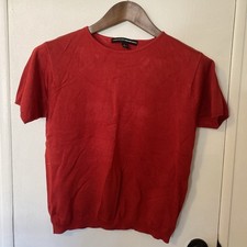 Linda Allard Ellen Tracy Silk L Red Blouse Top