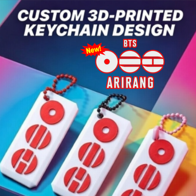 BTS ARIRANG KOREAN KEYCHAIN - NEW CUSTOM 3D-PRINTED FAN ART DESIGN