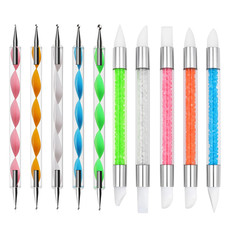 5Pcs Dual-Tipped Silicone Nail Art Pens, 5Pcs 2-Way Dotting Tools for Resin, Foi