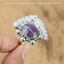 Sterling Silver Oval African Amethyst Gemstone February Promise Daughter Ring