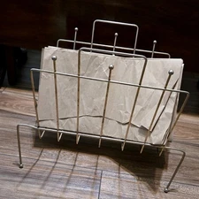 Mid Century Modern Magazine Rack Gold Tone Wire Storage Holder