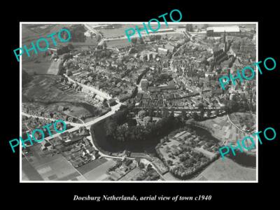 OLD POSTCARD SIZE PHOTO DOESBURG NETHERLANDS HOLLAND TOWN AERIAL VIEW c1940 1