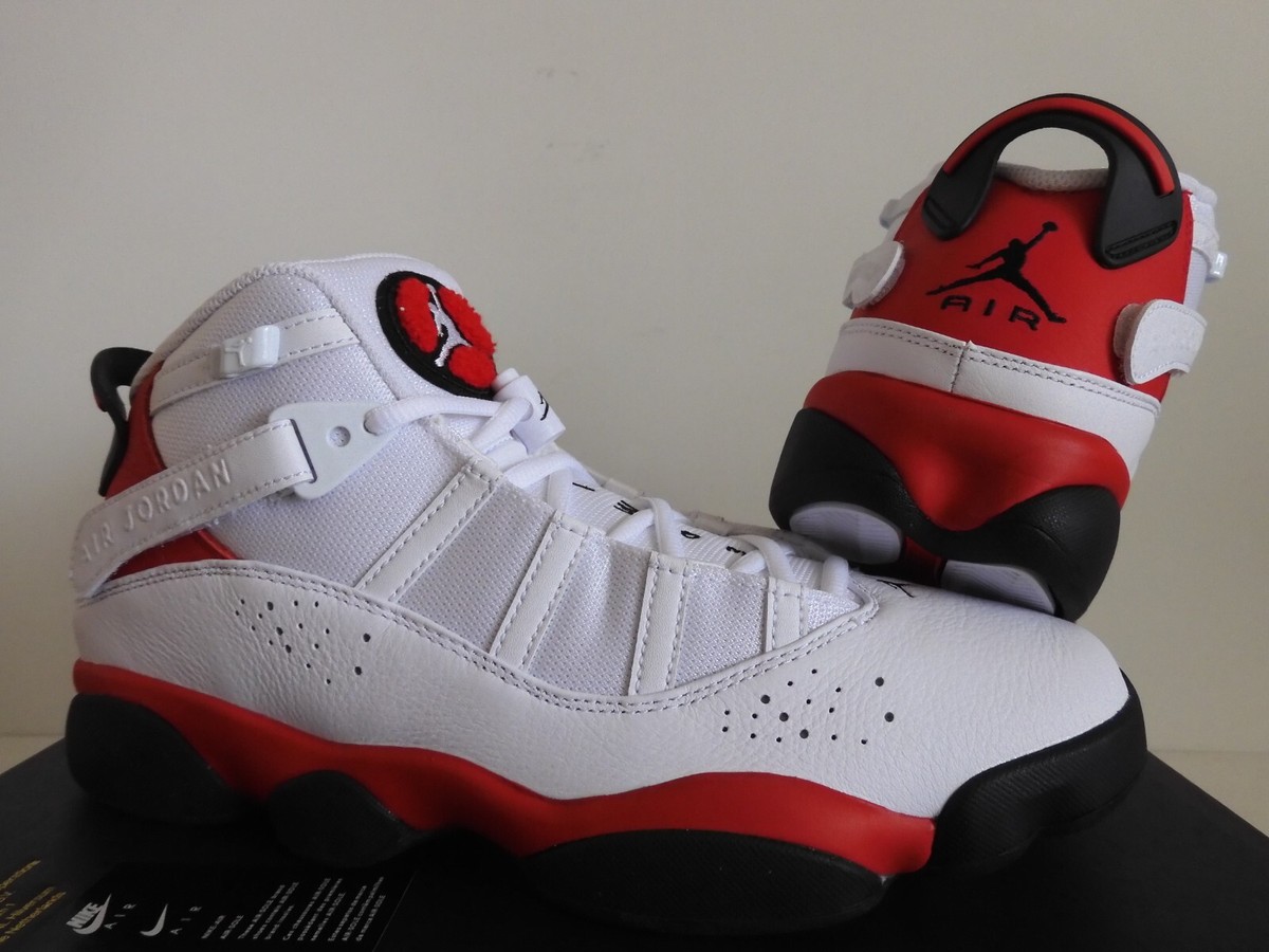 NIKE JORDAN 6 RINGS WHITE-BLACK-UNIVERSITY RED SZ 10 [322992-126