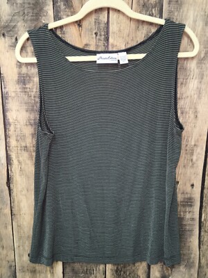 Chicos Private Edition Black Olive Stripe Tank Top Great For Travel Sz 3 Large L
