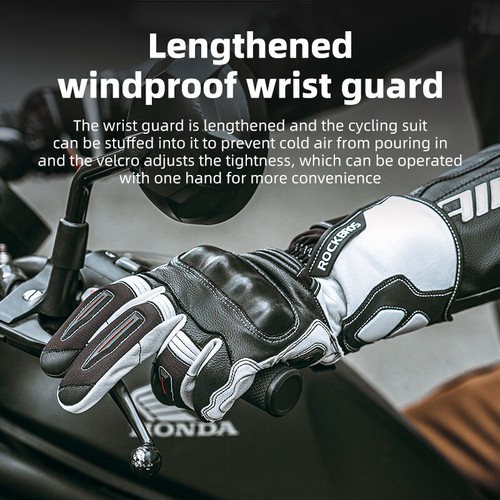 ROCKBROS Motorcycle Long Gloves Touch Screen Shockproof Thickened Windproof - Picture 10 of 15