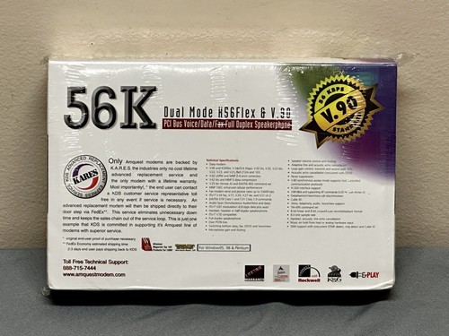 Vintage Amquest AM56HCFSP 56K PCI-Modemkarte - BRANDNEU VERSIEGELT! - Bild 4 von 4