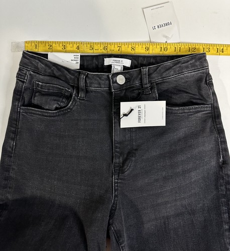 Forever 21 Distressed Knee High Rise Skinny Jeans Black Size 28 NWT - Picture 4 of 13