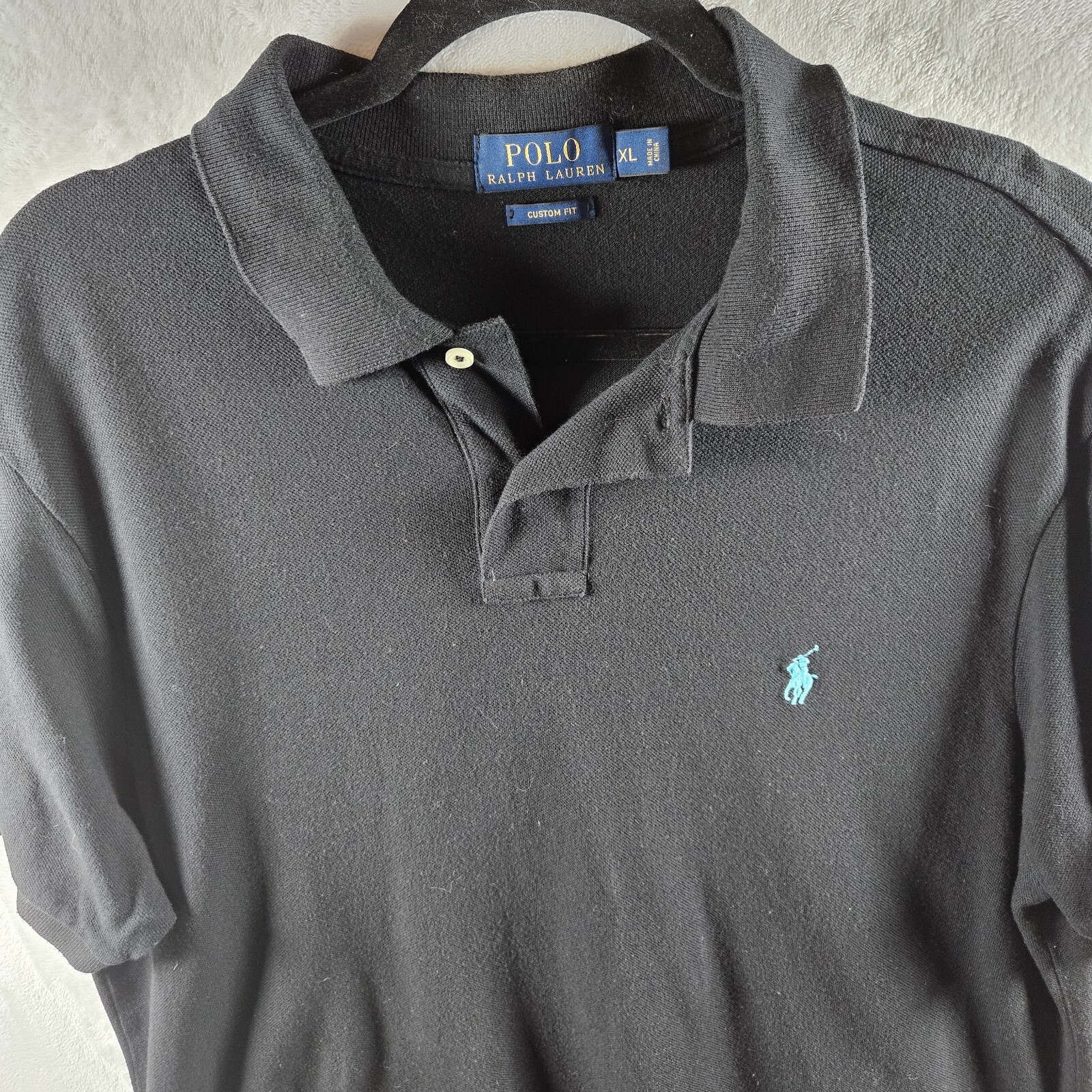 Polo Ralph Lauren camicia uomo XL nera vestibilità personalizzata pony preppy 100% cotone casual