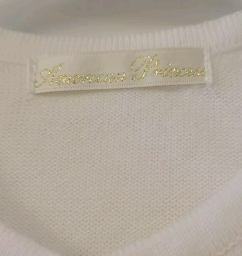 American Princess Girls White Long Sleeve Shrug Cardigan Floral Appliques Sz 5 - Picture 2 of 7
