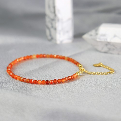 Natural Carnelian Red Agate Bead Healing Dainty Women Crystal Bracelet Gifts - Picture 6 of 6