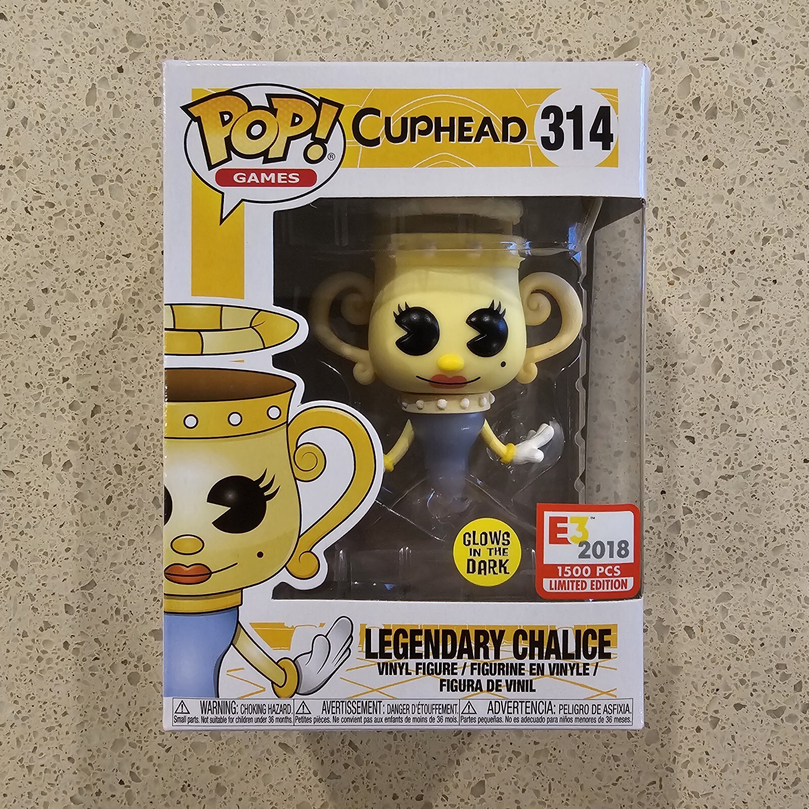 Funko Pop! Cuphead Legendary Chalice #314 Glow In The Dark E3 2018 Damaged Box