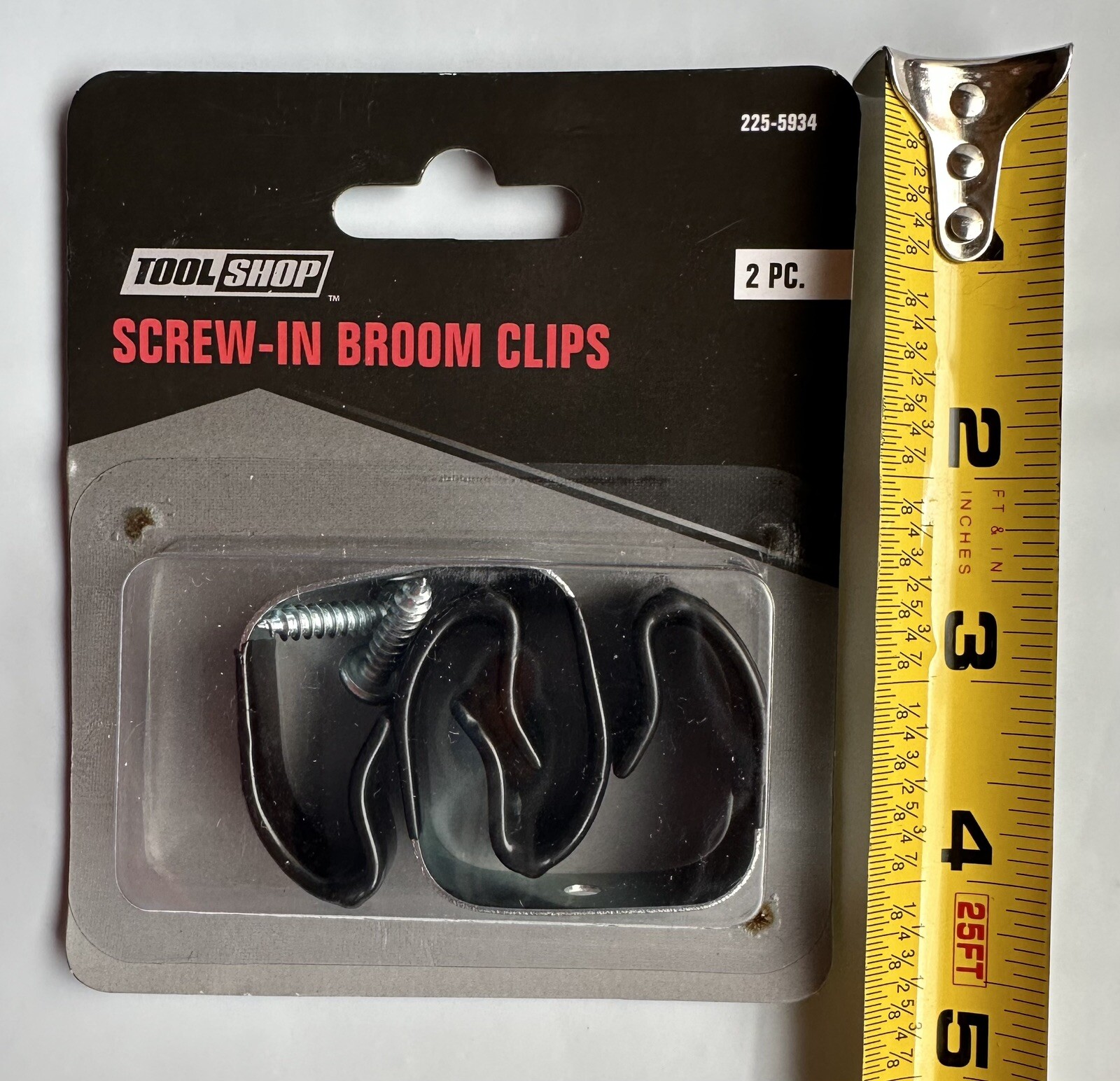 Screwin Wall Mount Broom Clip 2 Pack Garage Shop Storage for Long