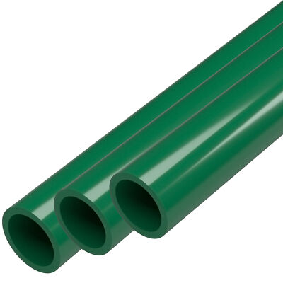 1/2'' Sch 40 Furniture Grade PVC Pipe, 40''L, Green (3-PK), FORMUFIT - Made in USA