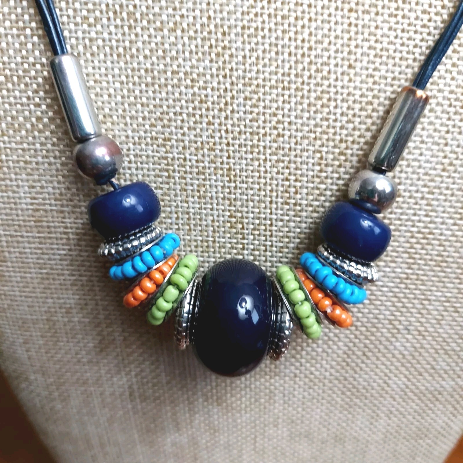 Chicos Necklace Statement Multi Color Beaded With… - image 1