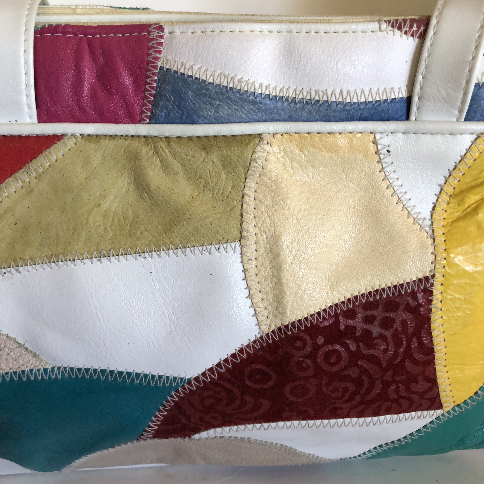 Patchwork Leather Handbag MultiColors Multi Leath… - image 4