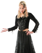 SamtBluse  Miederbluse Gothic Larp Witch Punk Medieval schwarz Gr. 34-36