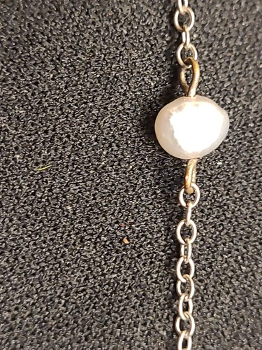 Freshwater Pearl ,Station Necklace .925chain 16" - Picture 6 of 6
