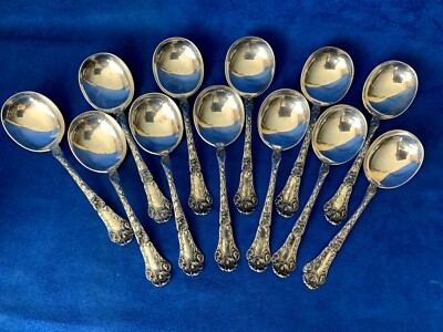 1900 Reed & Barton Sterling Silver Les Cinq Fleurs 12 Soup Spoon 6