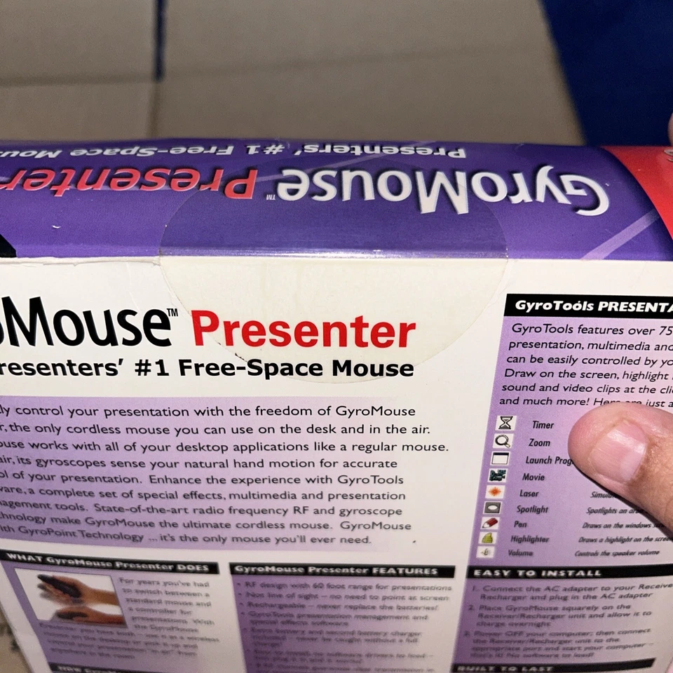 Computer Cordless Mouse Gyropoint Gyromouse Pro Presenter NOS Vintage Sealed - Image 2 of 4