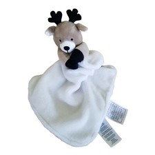 Carters Lovey Reindeer Plush Rattle Security Blanket Brown White