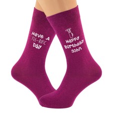 Personalised Birthday Tee Rific Day Men's Maroon Socks UK Size 5-12 - N1051