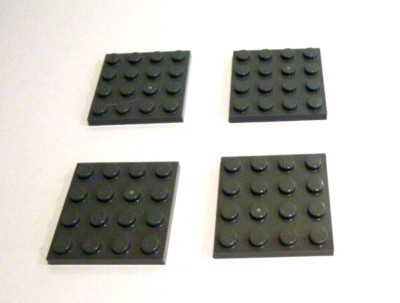 4 x LEGO  3031 City,Bau-Platte in 4 x 4 Dark Bluish Gray Neuware.
