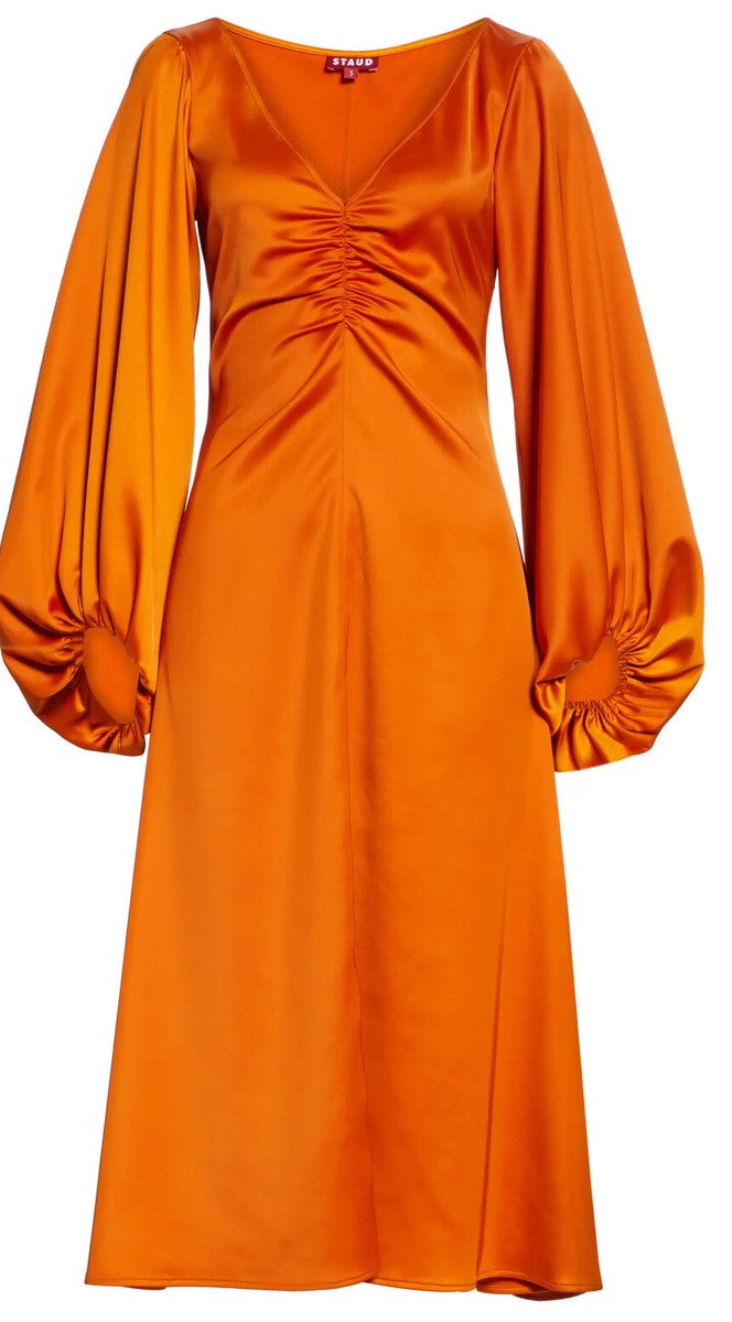 open lace back dress Gigi Orange Satin Maxi Dress main image 0