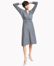 Alfani Womens Night Heather Gray Petite Collared Surplice Sweater Dress Size P/M