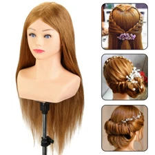 Real Hair Training Mannequin Head with Shoulder Hairdresser Hairstyles Practice