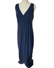 Moonlight Bird Maxi Dress Sz 14 "Phillipa"  Dark Grey Wrap Style Stretch Knit 