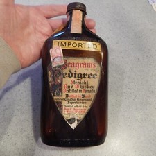 Seagram's Pedigree Straight Rye Whiskey EMPTY Pint Bottle - 1935