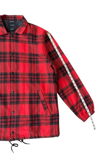 10.Deep Coach’s Jacket Red Plaid Flannel Shirt Men's XL Shacket - Picture 6 of 8