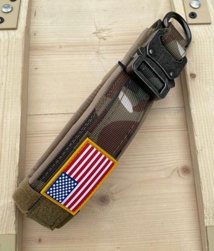 American Flag Tactical Dog Collar Service Canine Training Puppy K9 Metal - Picture 16 of 95