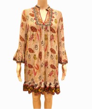 Zara Woman Floral Ares Dress Embroidery Bell Sleeve Tunic Boho Size Xs NWT